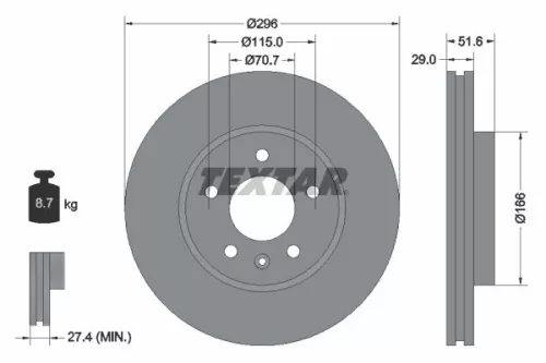 TEXTAR TEXTAR 92165405 1x TEXTAR 92165405 Brake Disc 