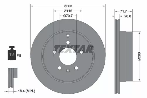 1x  TEXTAR Brake Disc