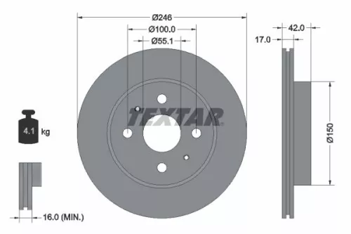 1x  TEXTAR Brake Disc