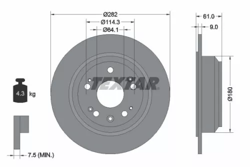 TEXTAR TEXTAR 92165803 1x TEXTAR 92165803 Brake Disc 