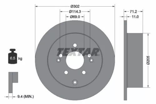 1x  TEXTAR Brake Disc
