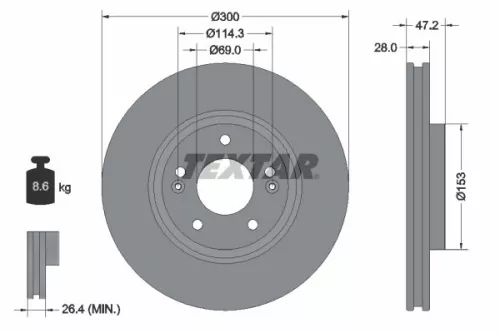 1x  TEXTAR Brake Disc 92166503 300