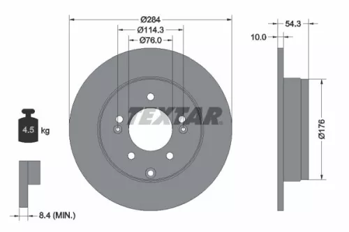 1x  TEXTAR Brake Disc 92166600 284
