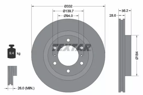 TEXTAR TEXTAR 92167203 1x TEXTAR 92167203 Brake Disc 