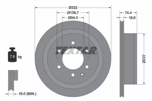 1x TEXTAR 92167303 Brake Disc