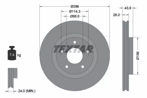 1x TEXTAR 92167403 Brake Disc