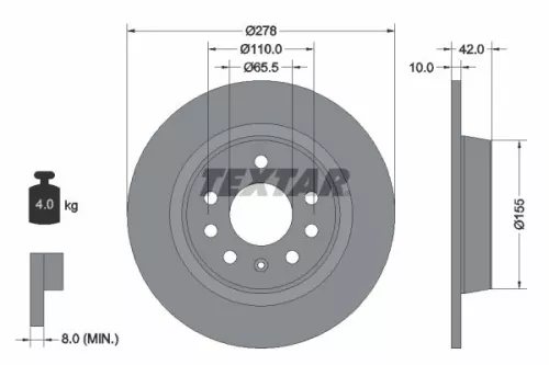 1x TEXTAR 92167603 Brake Disc