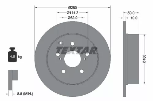 1x TEXTAR 92168103 Brake Disc