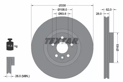 TEXTAR TEXTAR (92168203) 1x  TEXTAR Brake Disc 