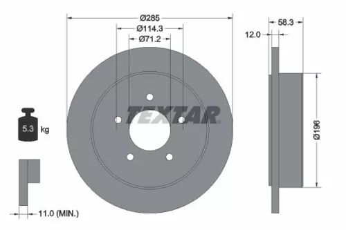 1x  TEXTAR Brake Disc 92169100 285