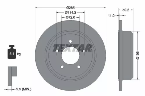 TEXTAR TEXTAR 92169403 1x TEXTAR 92169403 Brake Disc 
