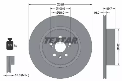 1x TEXTAR 92169503 Brake Disc