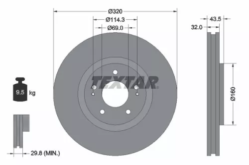 TEXTAR TEXTAR 92169903 1x TEXTAR 92169903 Brake Disc 