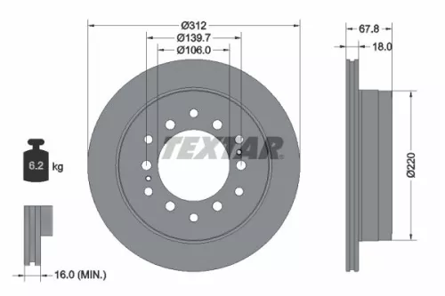 1x  TEXTAR Brake Disc