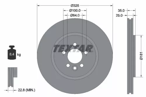 TEXTAR TEXTAR 92170303 1x TEXTAR 92170303 Brake Disc 
