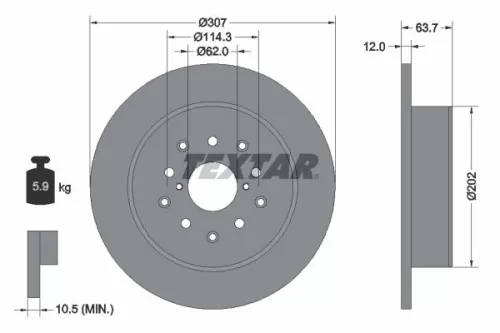 TEXTAR TEXTAR 92170803 1x TEXTAR 92170803 Brake Disc 