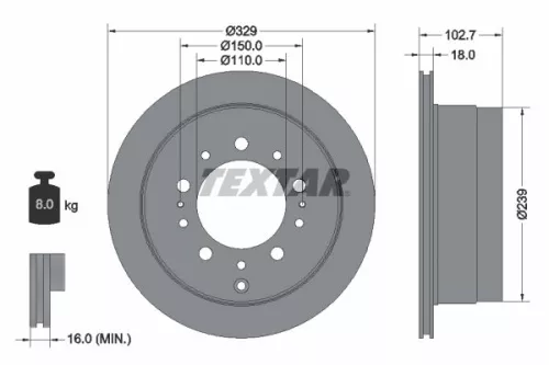 1x  TEXTAR Brake Disc 92172803 329