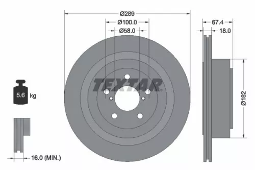 1x  TEXTAR Brake Disc 92173603 289