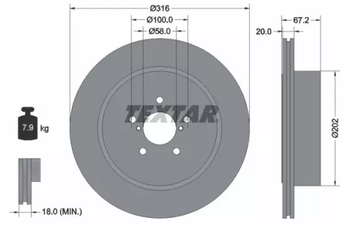 1x TEXTAR 92173703 Brake Disc
