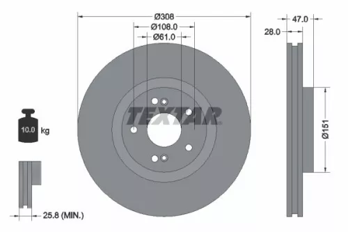 1x TEXTAR 92174005 Brake Disc