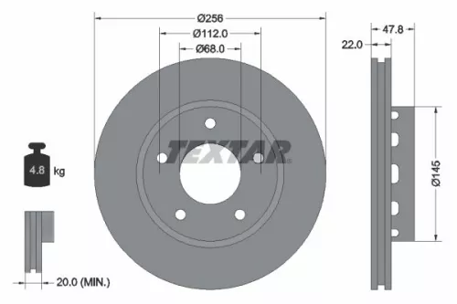 1x  TEXTAR Brake Disc