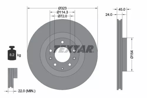 TEXTAR TEXTAR 92174403 1x TEXTAR 92174403 Brake Disc 