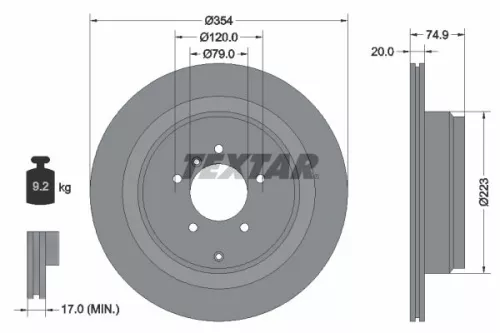 TEXTAR TEXTAR (92175503) 1x  TEXTAR Brake Disc 