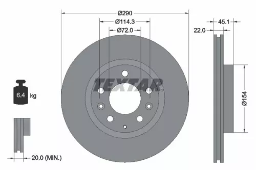 1x TEXTAR 92175603 Brake Disc