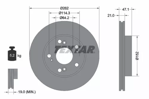 1x  TEXTAR Brake Disc