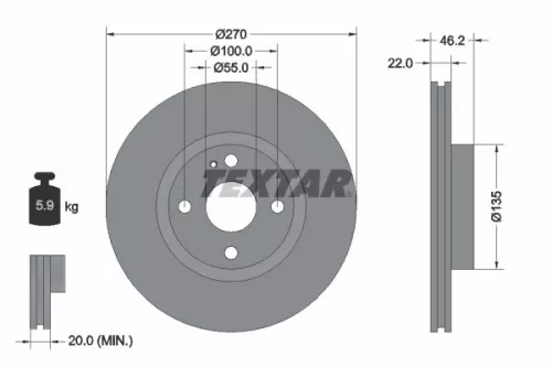 1x TEXTAR 92175903 Brake Disc