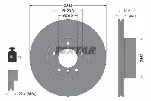 1x TEXTAR 92176105 Brake Disc