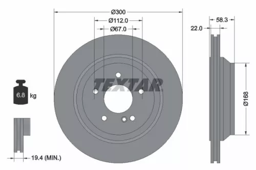 TEXTAR TEXTAR 92176303 1x TEXTAR 92176303 Brake Disc 