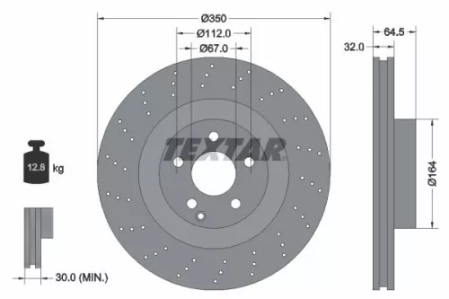TEXTAR TEXTAR 92176405 1x TEXTAR 92176405 Brake Disc 
