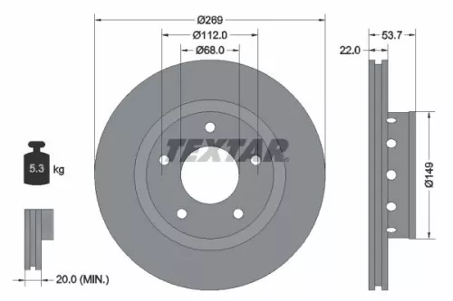 TEXTAR TEXTAR 92176803 1x TEXTAR 92176803 Brake Disc 