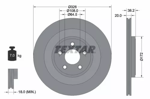 1x TEXTAR 92178005 Brake Disc