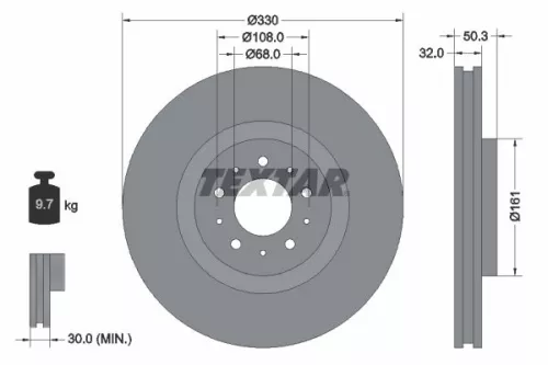 1x  TEXTAR Brake Disc 92178103 330