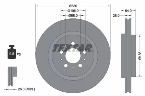TEXTAR TEXTAR 92178303 1x TEXTAR 92178303 Brake Disc 