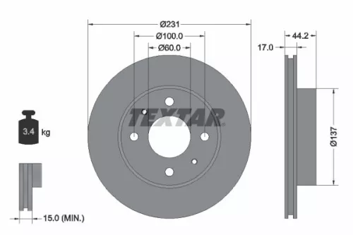 TEXTAR TEXTAR 92179103 1x TEXTAR 92179103 Brake Disc 