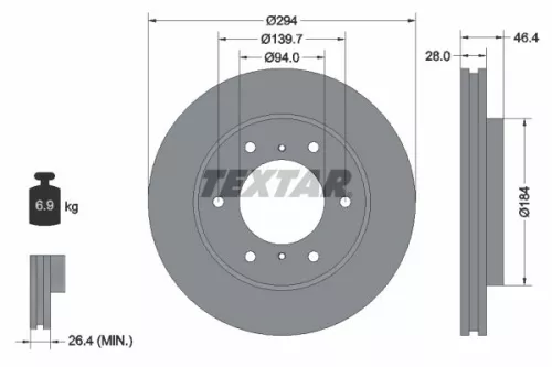 1x TEXTAR 92180205 Brake Disc