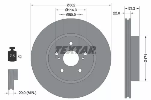 1x TEXTAR 92180403 Brake Disc