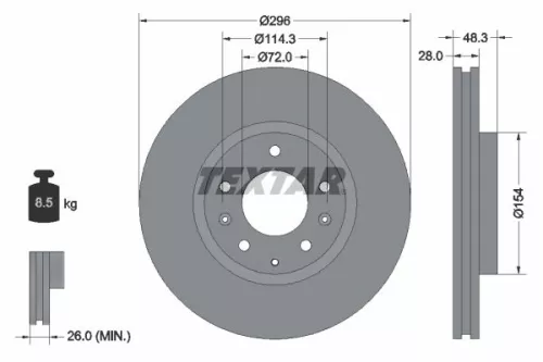 1x TEXTAR 92180803 Brake Disc