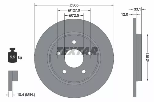 TEXTAR TEXTAR 92181005 1x TEXTAR 92181005 Brake Disc 
