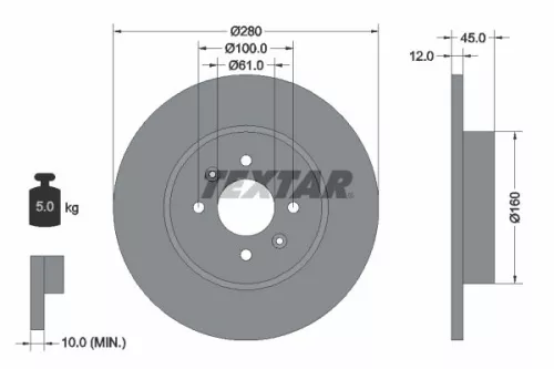 1x  TEXTAR Brake Disc 92181203 280