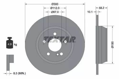 1x TEXTAR 92182003 Brake Disc