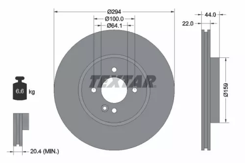 1x TEXTAR 92183505 Brake Disc