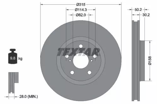 TEXTAR TEXTAR 92185603 1x TEXTAR 92185603 Brake Disc 