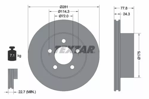 TEXTAR TEXTAR 92186803 1x TEXTAR 92186803 Brake Disc 
