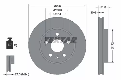 1x TEXTAR 92186905 Brake Disc