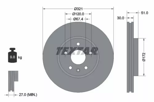 1x TEXTAR 92187005 Brake Disc