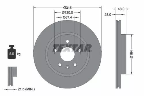 1x  TEXTAR Brake Disc